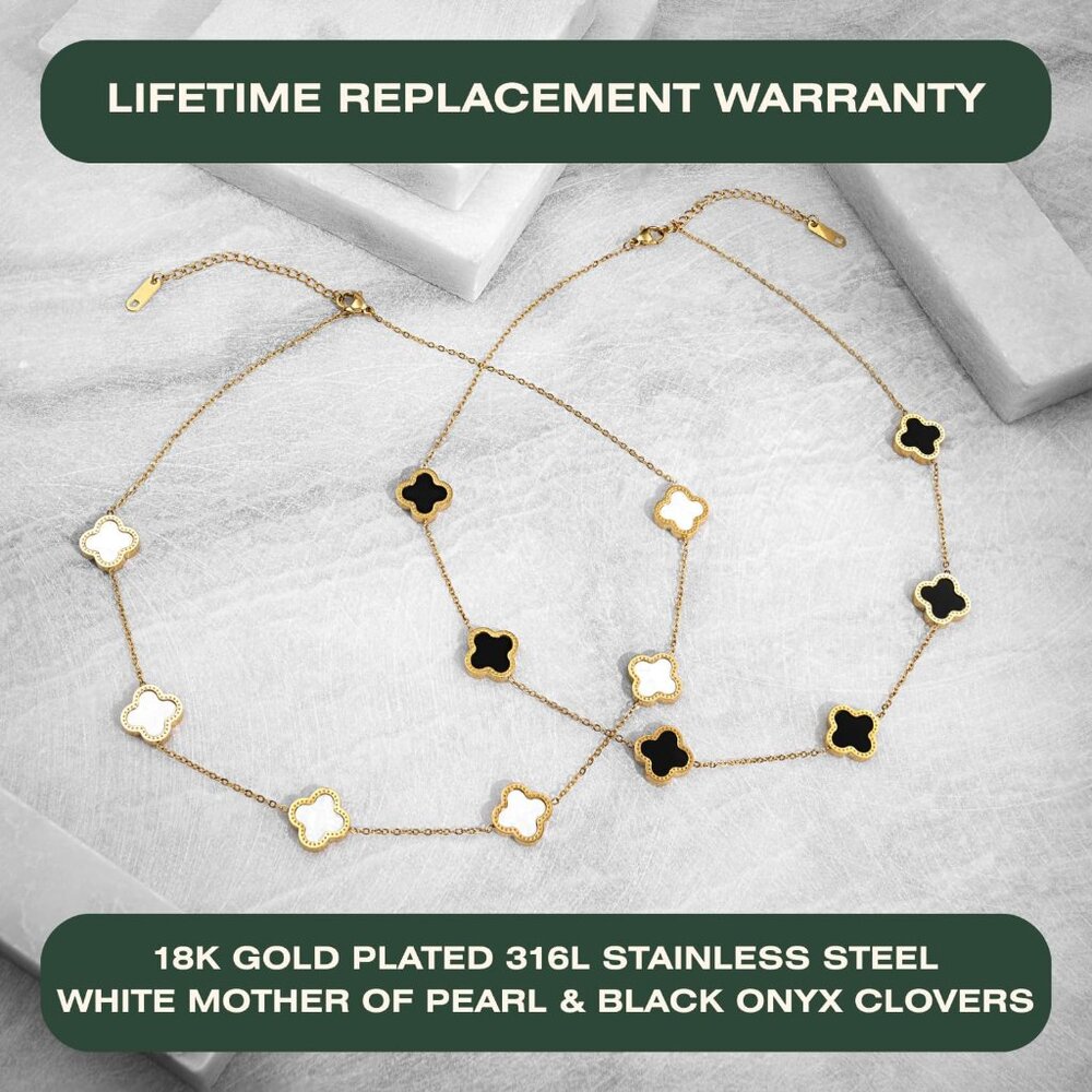 2 PC Set I 18K Gold Plated Four Leaf Clover Necklace I Dainty Clover Necklaces F - Picture 5 of 5